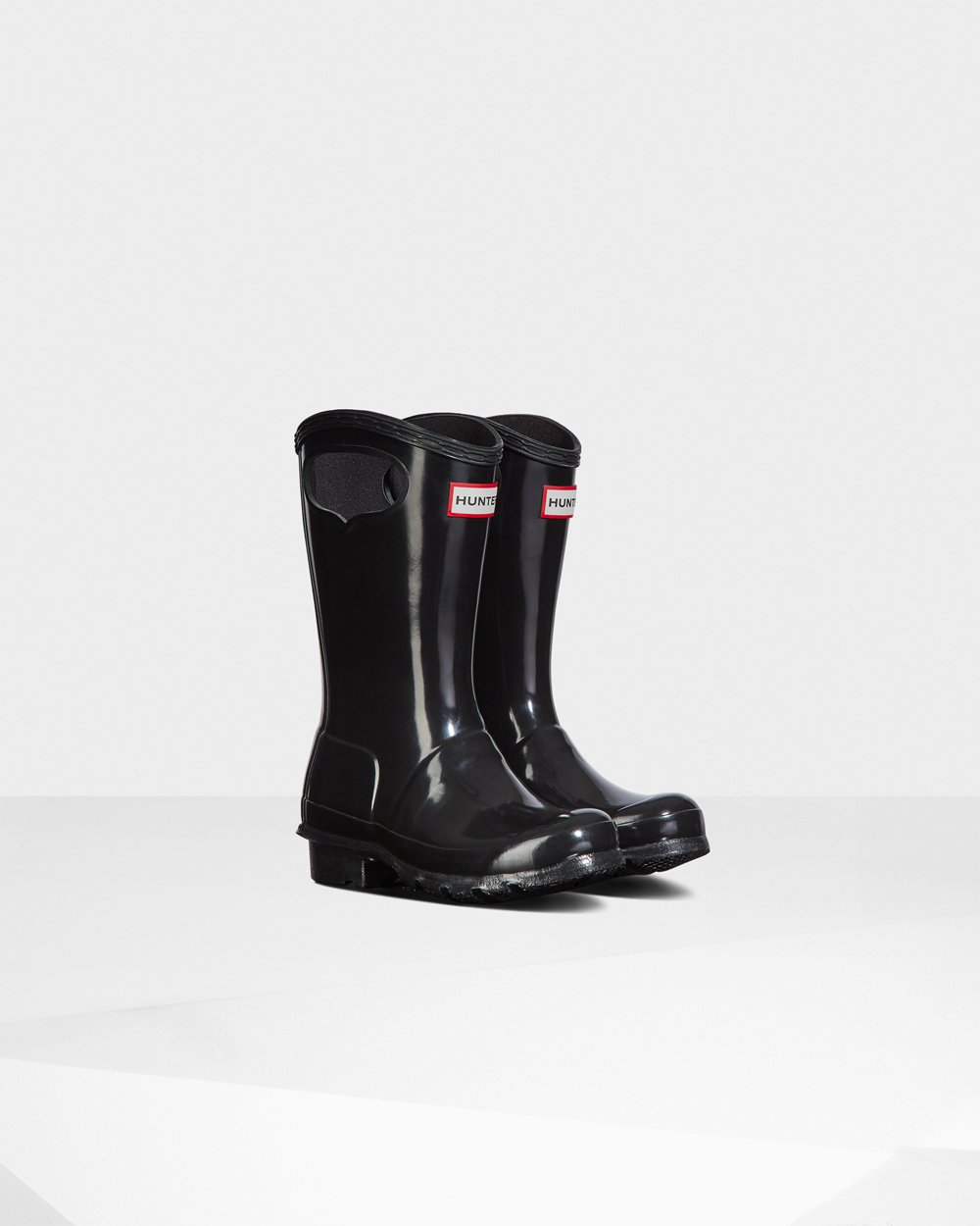 Botas de Lluvia Hunter Niños - Original Big Grab Handle Gloss - Negros - EWDVJHX-10